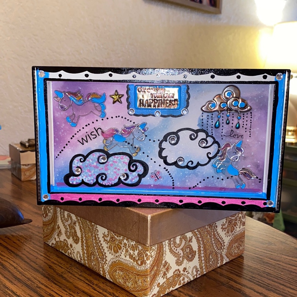 Adorable hand made would sign with unicorns in clouds perfect for a child’s room